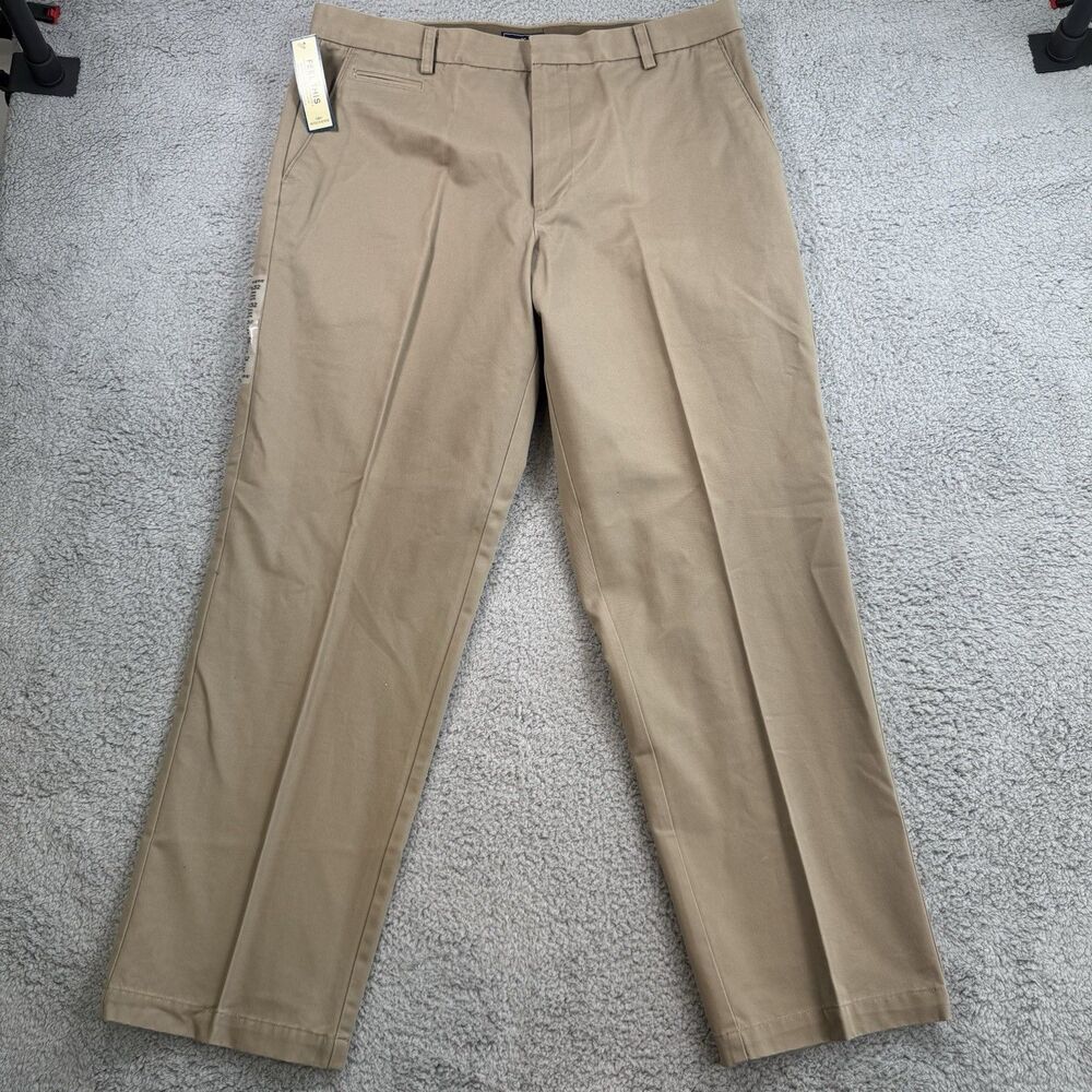 Dockers Pants Mens 38x32 Beige True Chino Relaxed Fit Flat Front Casual Cotton‎